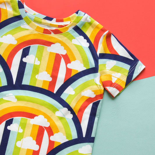 Baby Cotton Short Sleeve Onesie - Somewhere Over the Rainbow