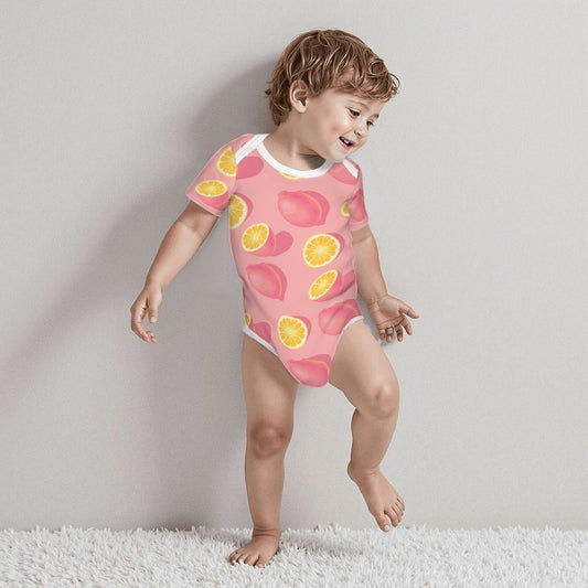 Baby Cotton Short Sleeve Onesie - Lemon Pink