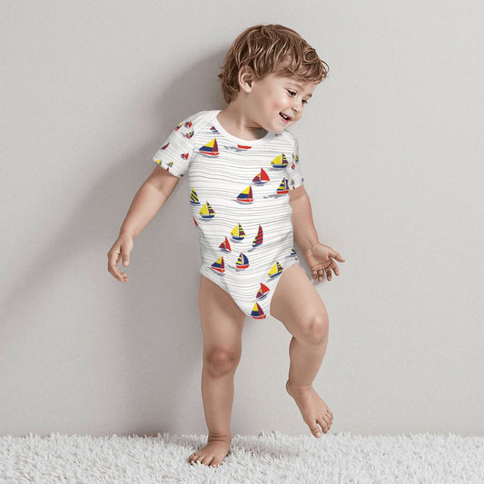 Baby Cotton Short Sleeve Onesies - Sail Away With Me Honey