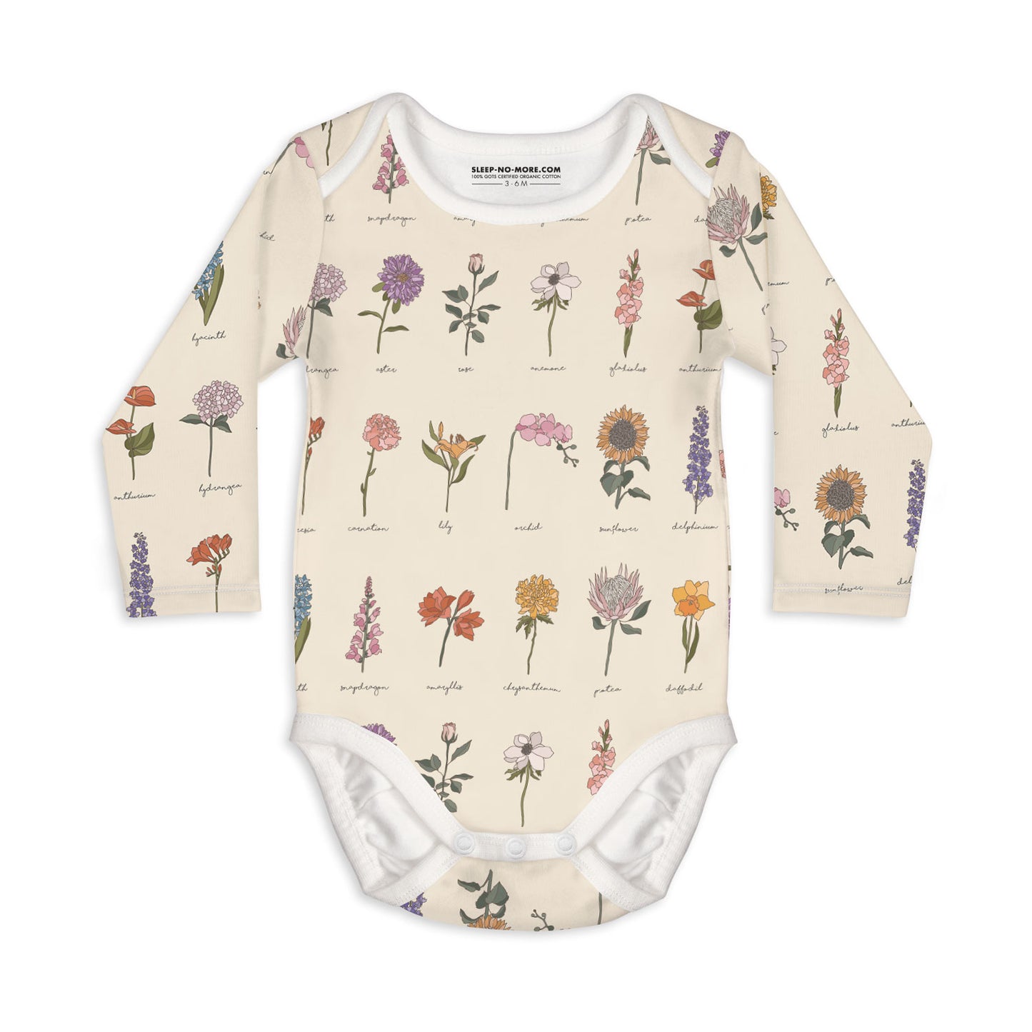 Long Sleeve Baby Bodysuit ONCE & FLORAL