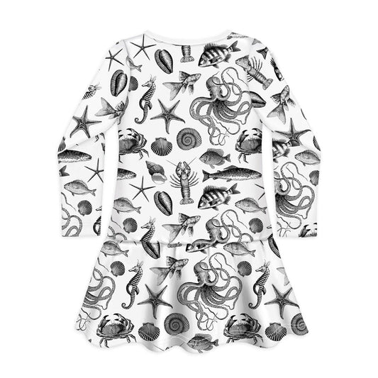 Long Sleeve Dress LOTS OF FISH IN THE SEA-Dresses-sleep-no-more
