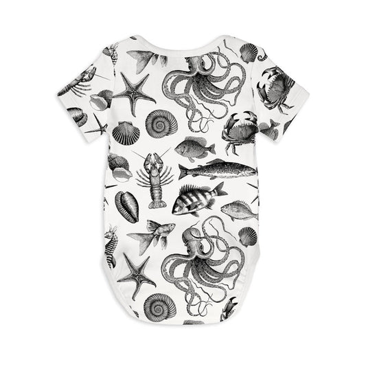 Short Sleeve Baby Bodysuit LOTS OF FISH IN THE SEA-bodysuits-sleep-no-more