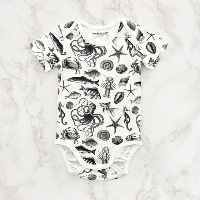Short Sleeve Baby Bodysuit LOTS OF FISH IN THE SEA-bodysuits-sleep-no-more