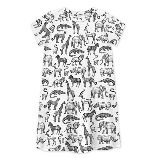 Short Sleeve Dress TAKE A WALK ON THE WILD SIDE-kids dresses-sleep-no-more