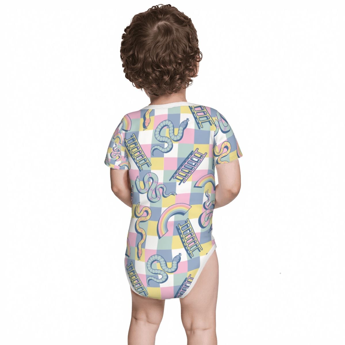 Baby Cotton Short Sleeve Onesie - SNAKE LADDER