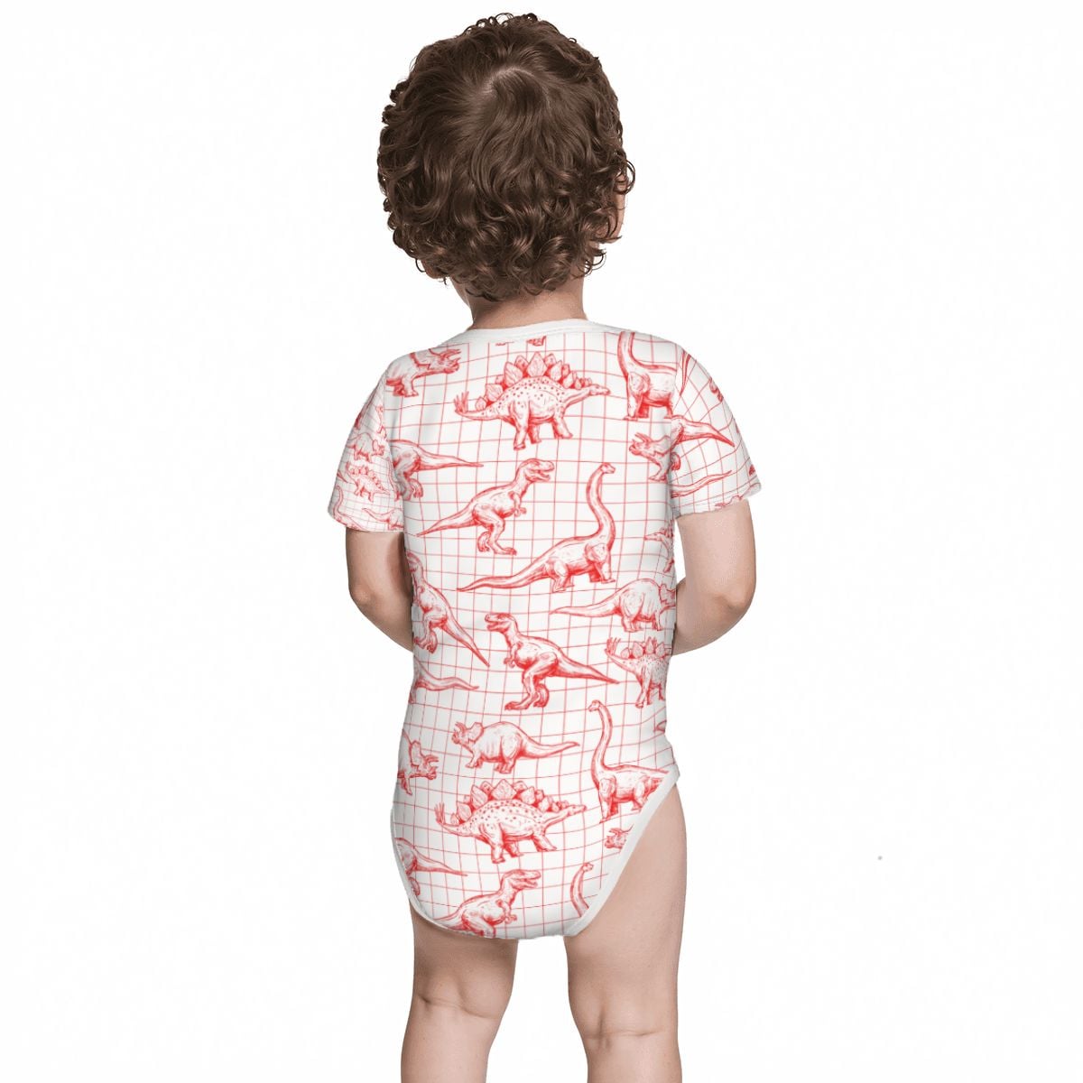 Baby Cotton Short Sleeve Onesie - DINO GRID