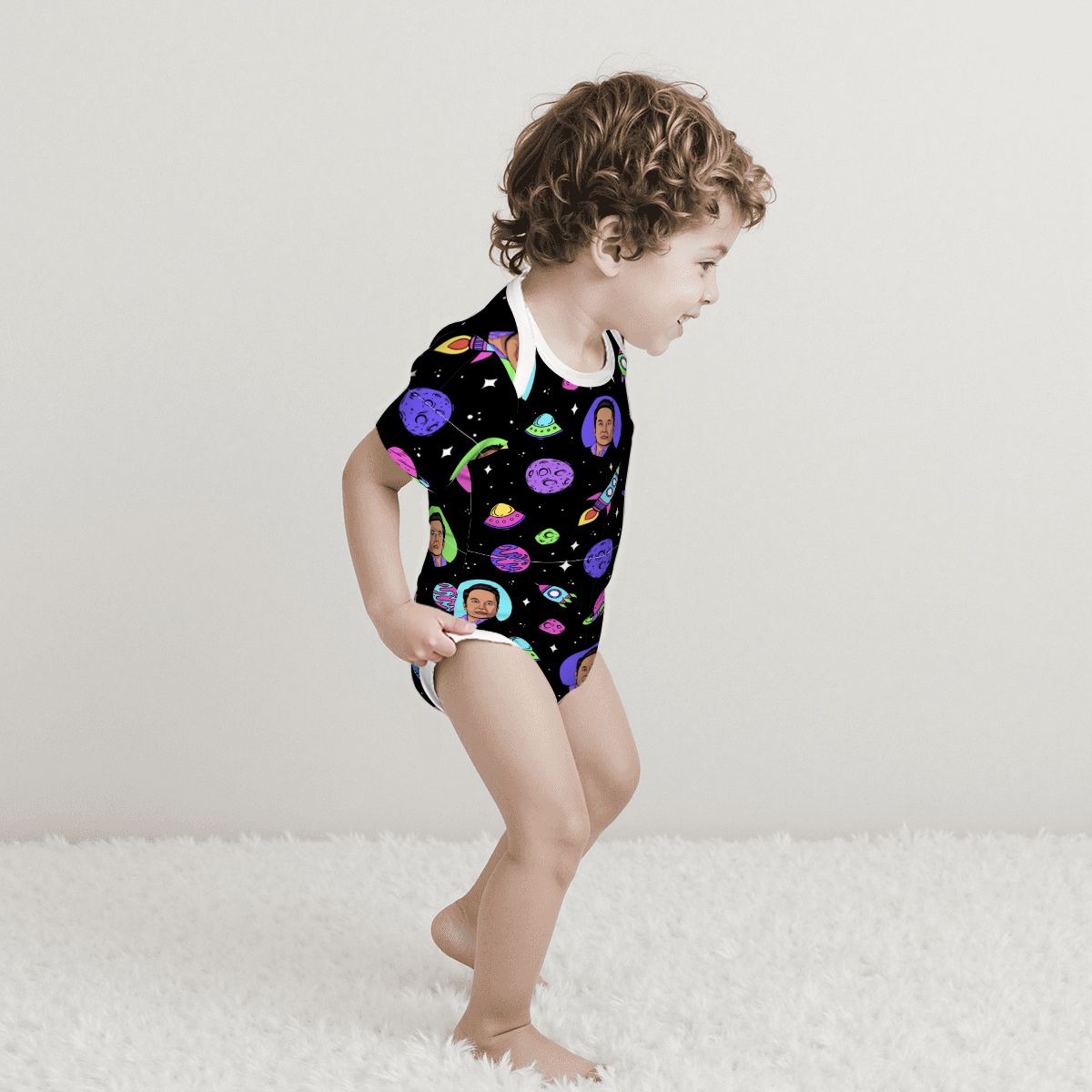 Baby Cotton Short Sleeve Onesie - ELON MUSK