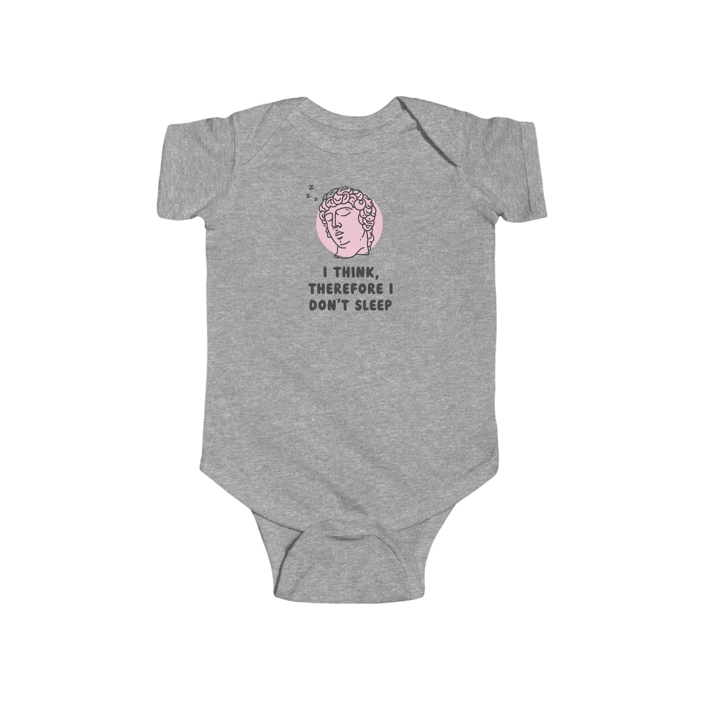 I Think Therefore I Don't Sleep Baby Bodysuit | Funny Philosophical Baby Onesie | Infant Bodysuit | Rabbit Skins 4424