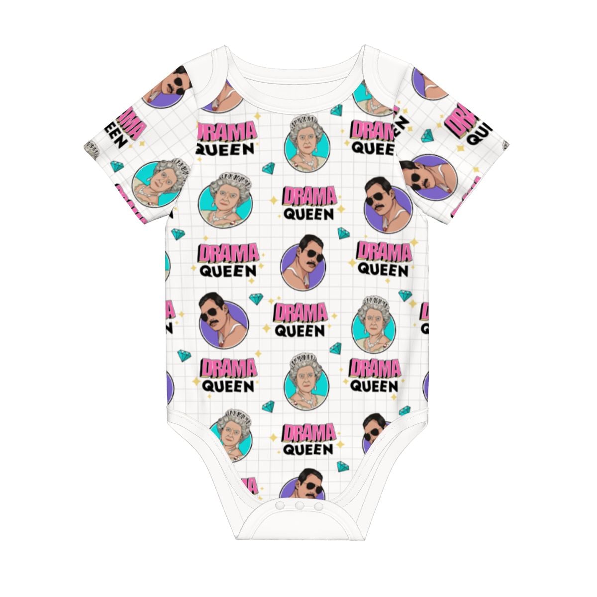 Baby Cotton Short Sleeve Onesie - QUEEN AND FREDDY