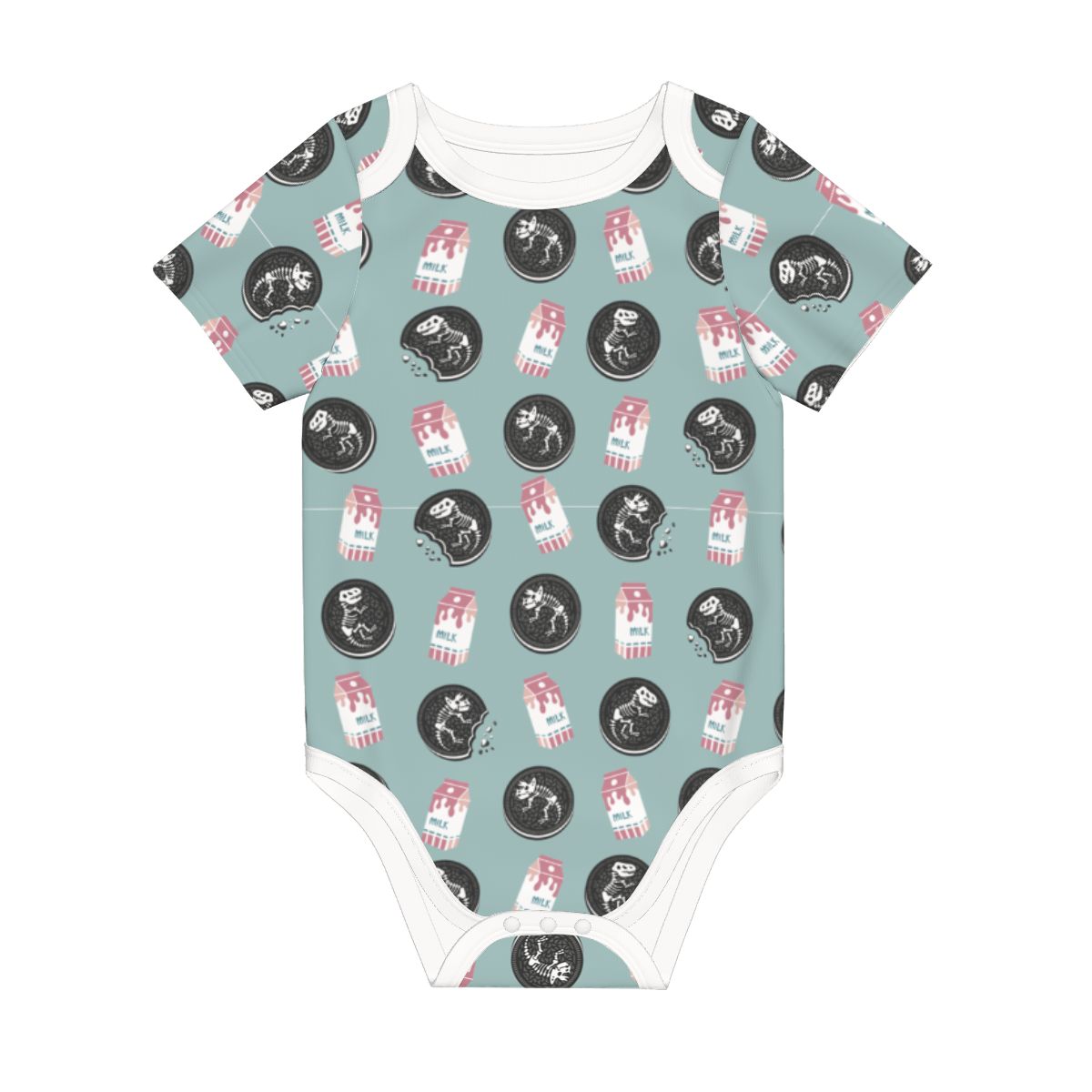Baby Cotton Short Sleeve Onesie - DINO OREO