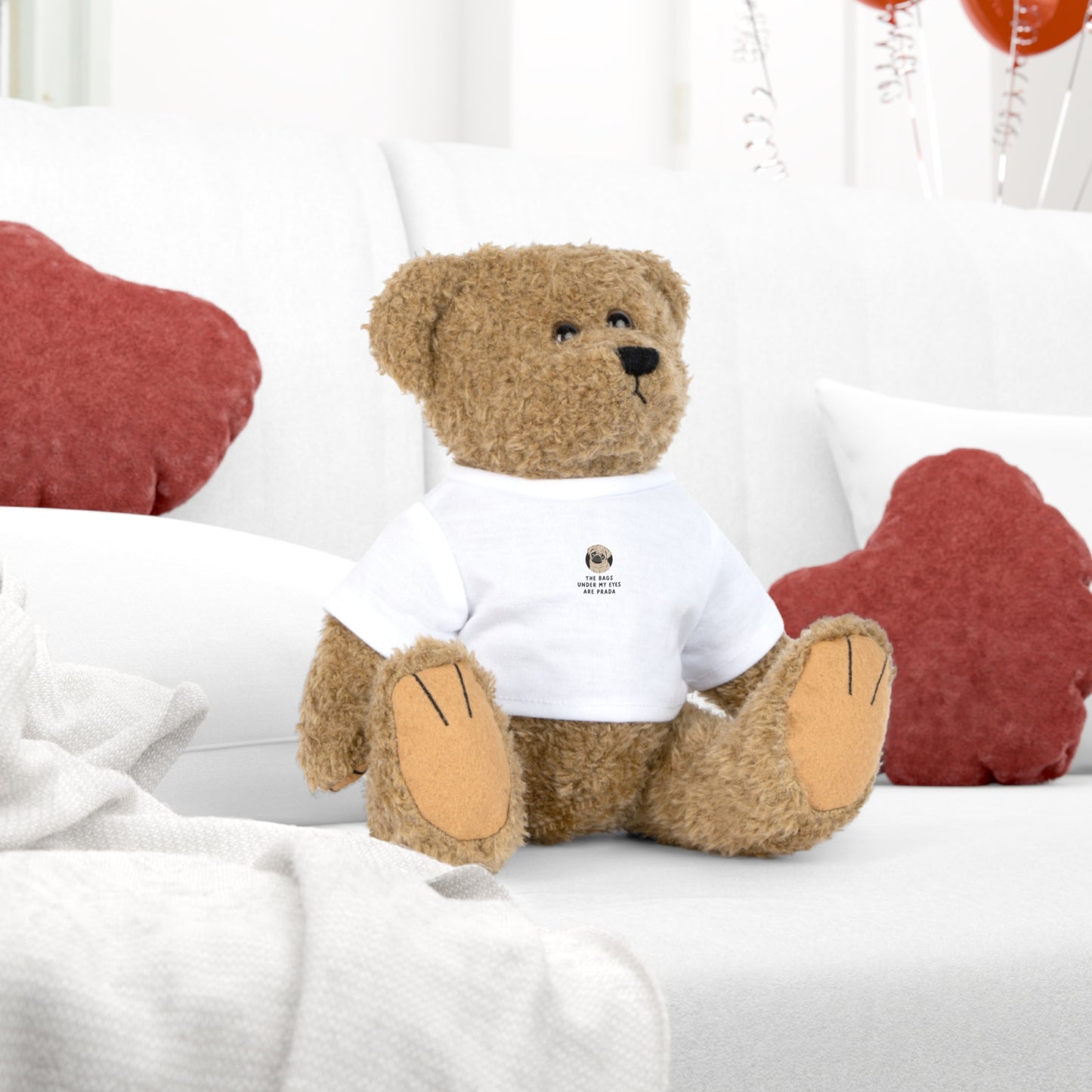 Classic Plush Teddy Bear with Custom T‑Shirt — Cute Gift for Kids & Valentine’s