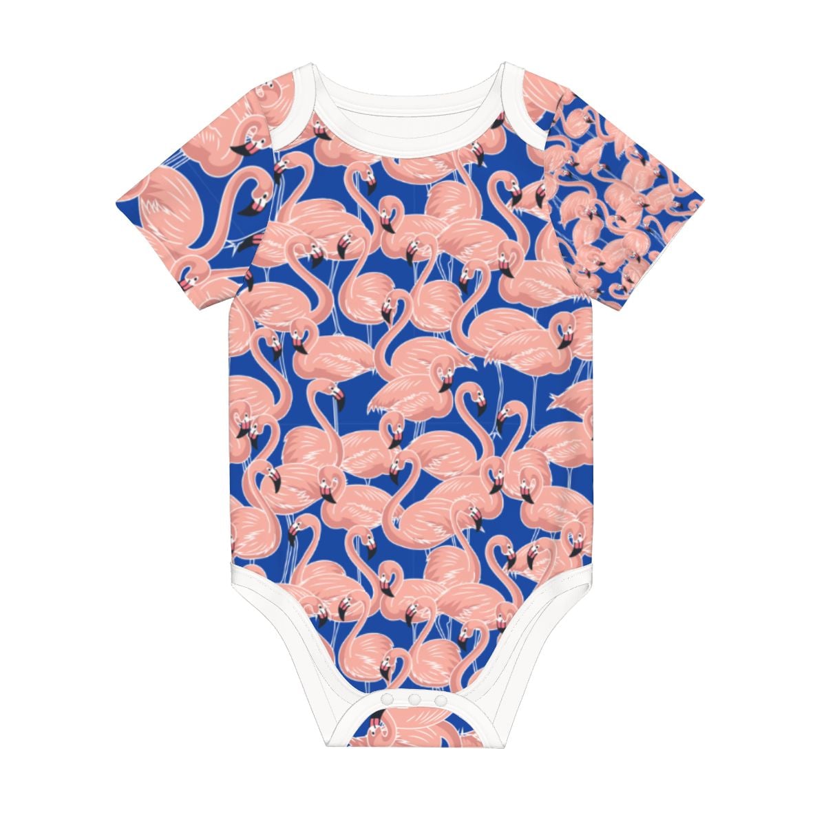 Baby Cotton Short Sleeve Onesie - FLAMINGO