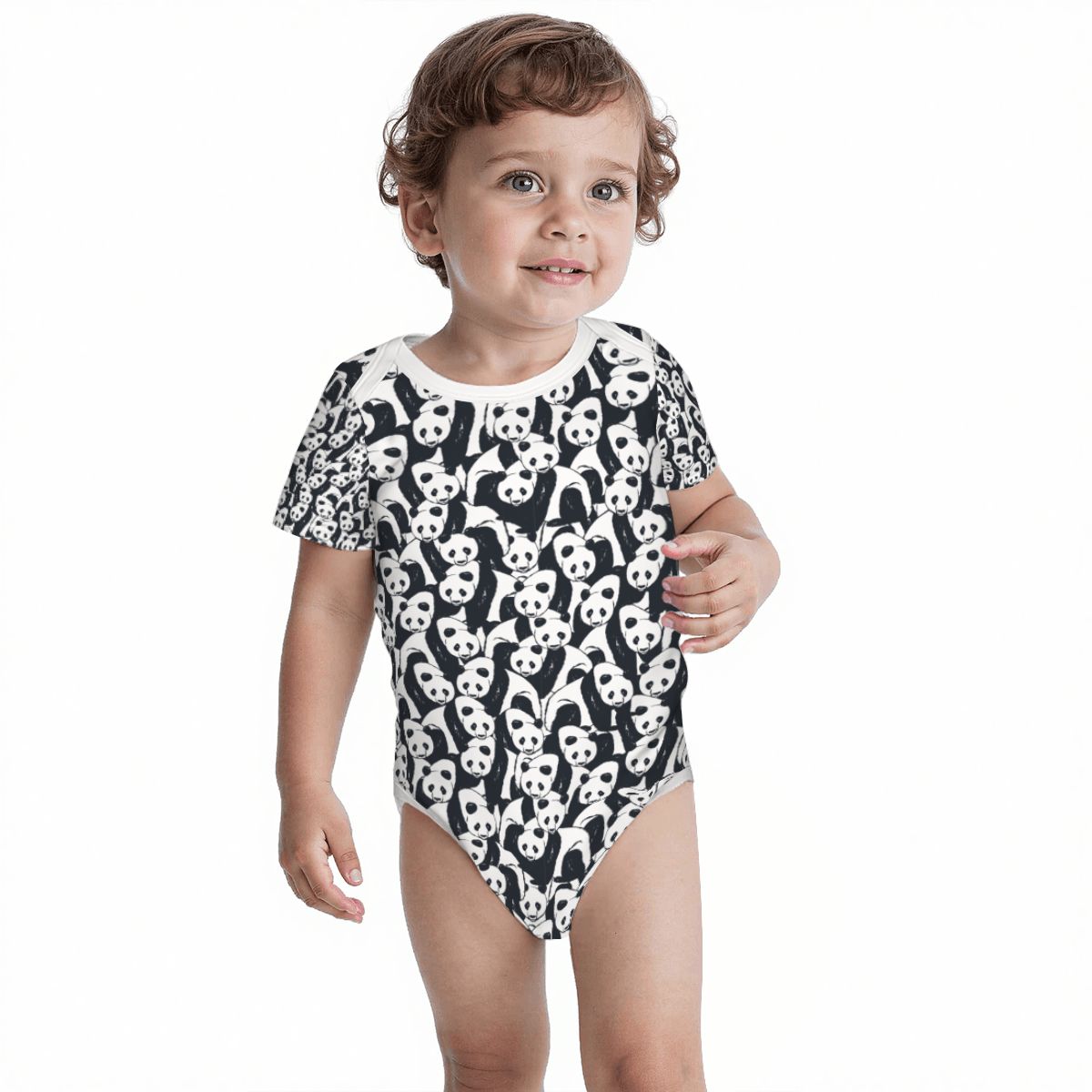 Baby Cotton Short Sleeve Onesie - PANDA