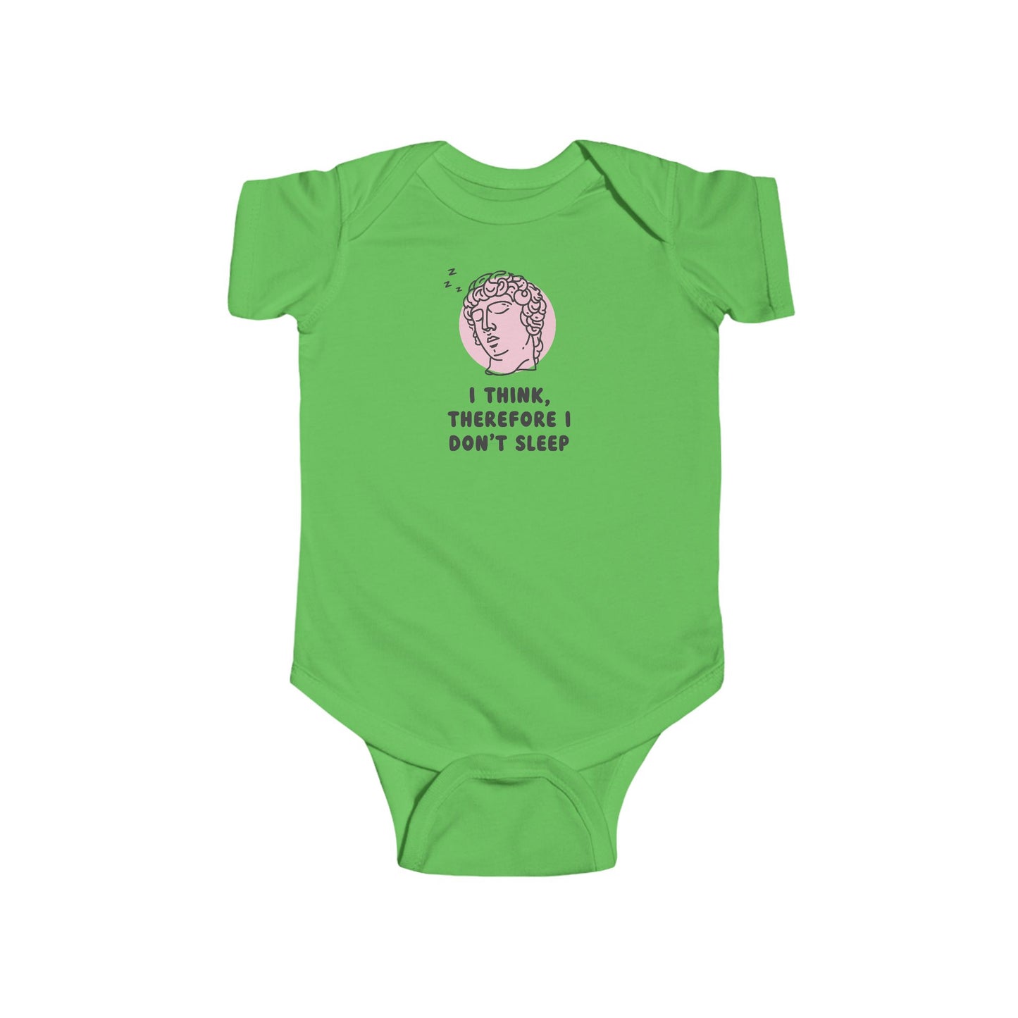 I Think Therefore I Don't Sleep Baby Bodysuit | Funny Philosophical Baby Onesie | Infant Bodysuit | Rabbit Skins 4424