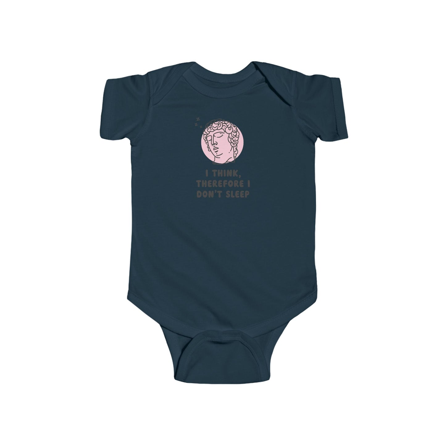 I Think Therefore I Don't Sleep Baby Bodysuit | Funny Philosophical Baby Onesie | Infant Bodysuit | Rabbit Skins 4424