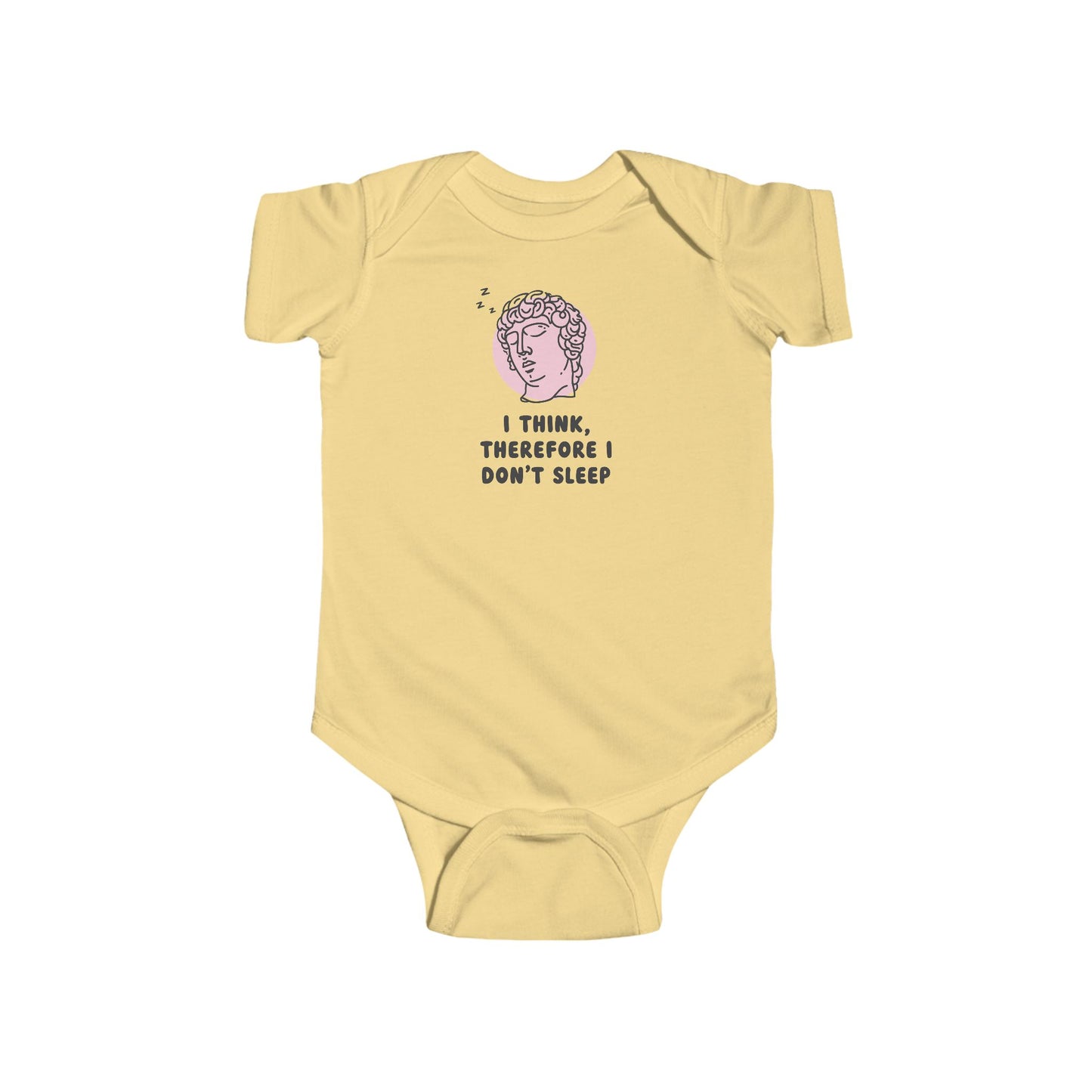 I Think Therefore I Don't Sleep Baby Bodysuit | Funny Philosophical Baby Onesie | Infant Bodysuit | Rabbit Skins 4424