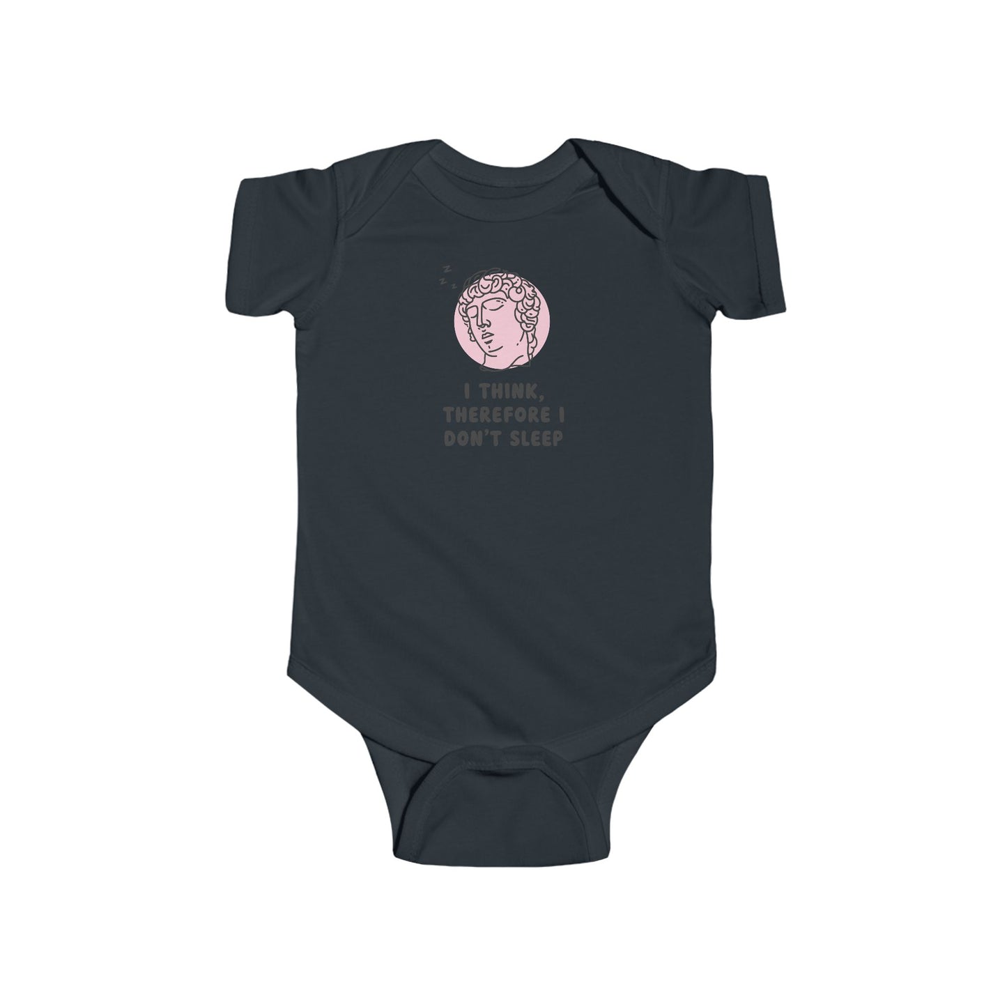 I Think Therefore I Don't Sleep Baby Bodysuit | Funny Philosophical Baby Onesie | Infant Bodysuit | Rabbit Skins 4424