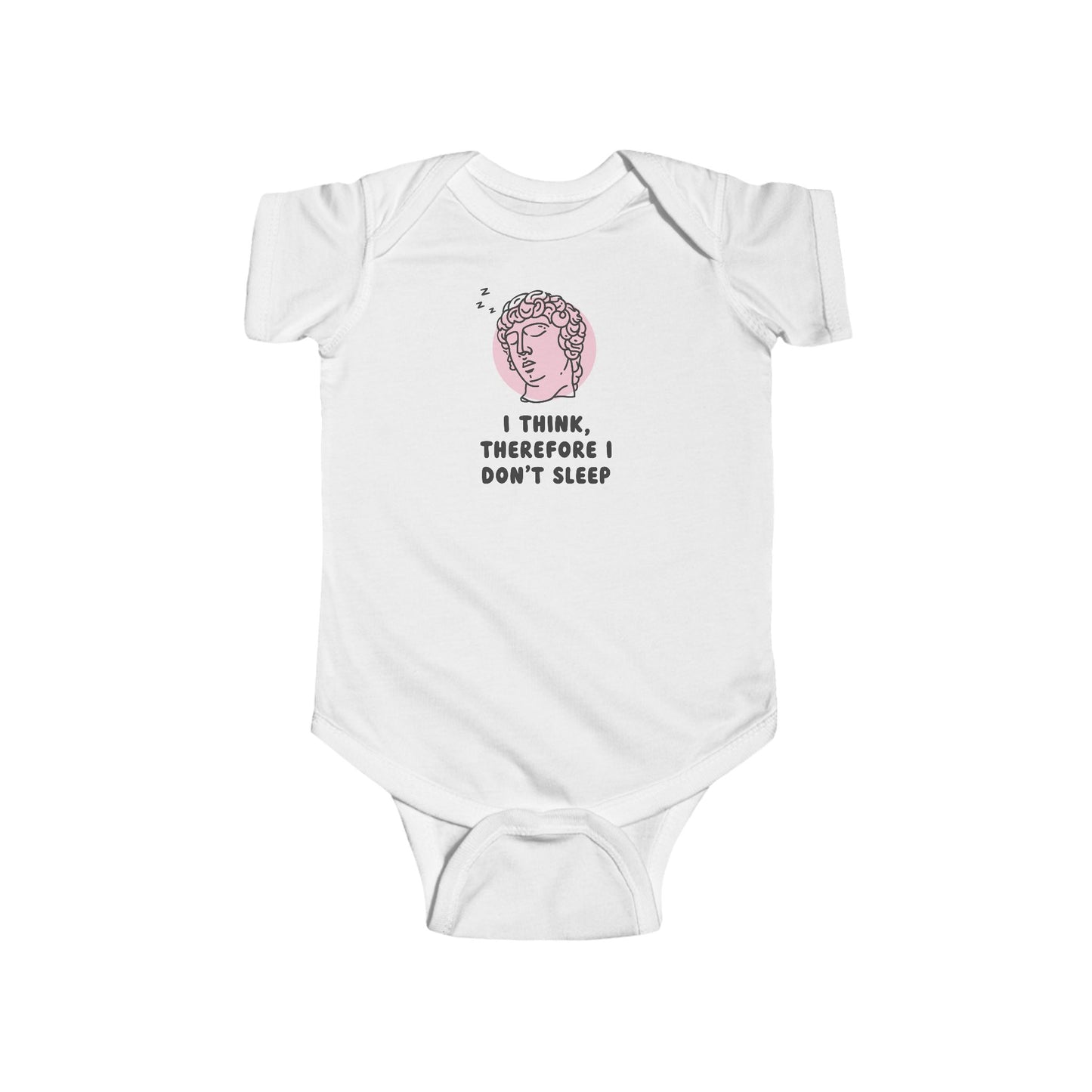 I Think Therefore I Don't Sleep Baby Bodysuit | Funny Philosophical Baby Onesie | Infant Bodysuit | Rabbit Skins 4424