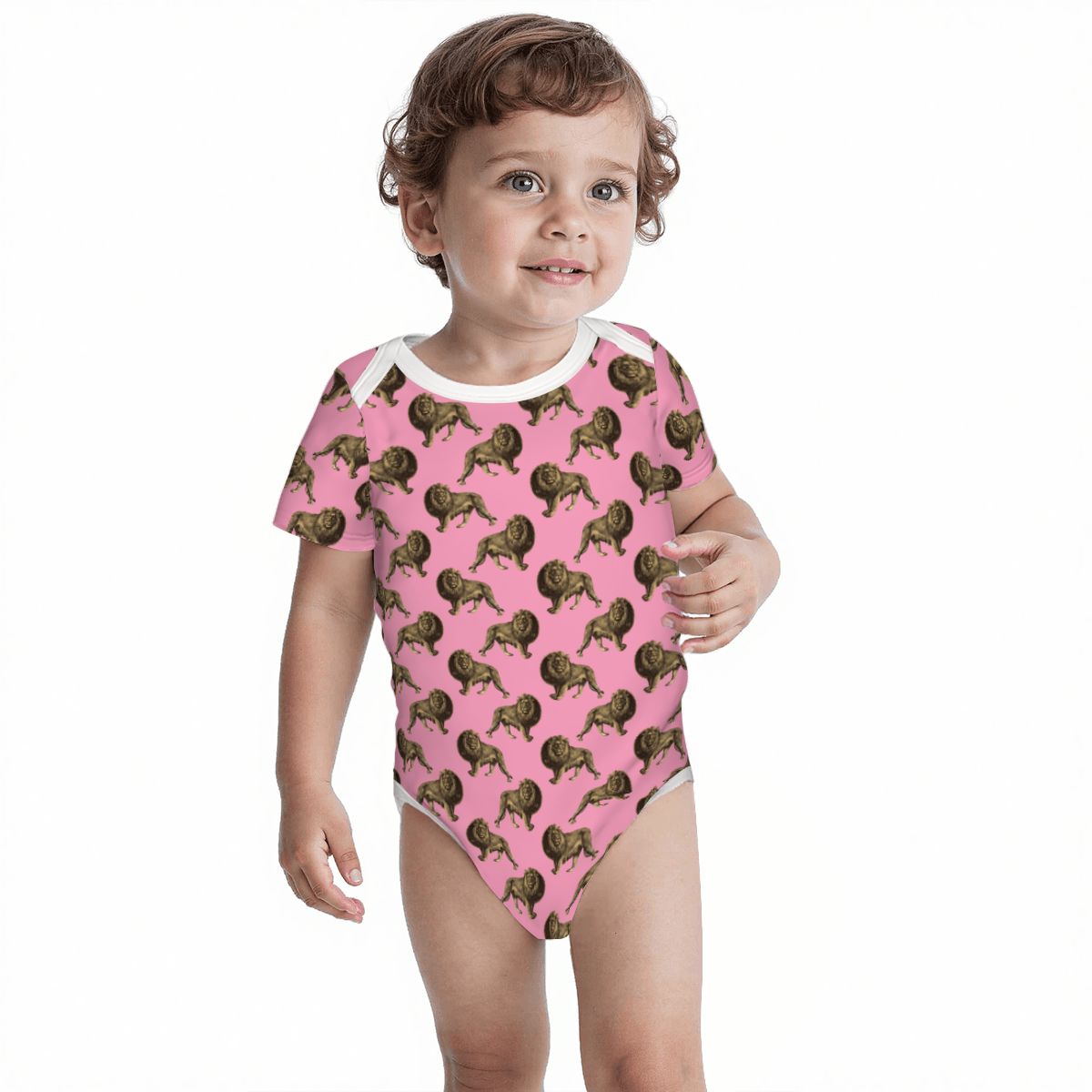 Baby Cotton Short Sleeve Onesie - LION