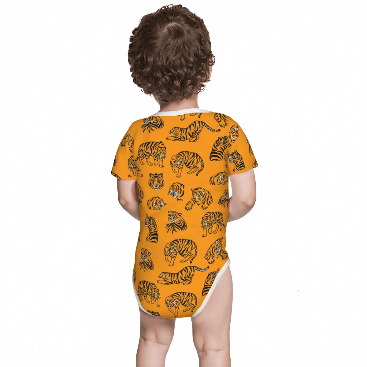 Baby Cotton Short Sleeve Onesie - TIGER ORANGE