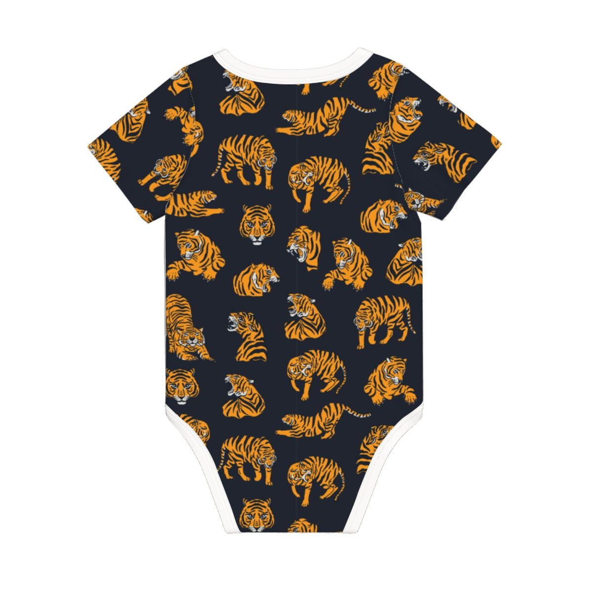 Baby Cotton Short Sleeve Onesie - TIGER BLACK