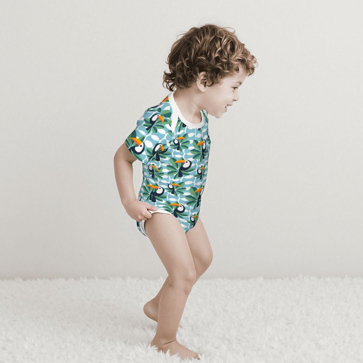 Baby Cotton Short Sleeve Onesie - BIRDS