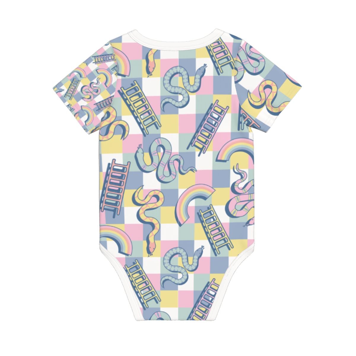 Baby Cotton Short Sleeve Onesie - SNAKE LADDER