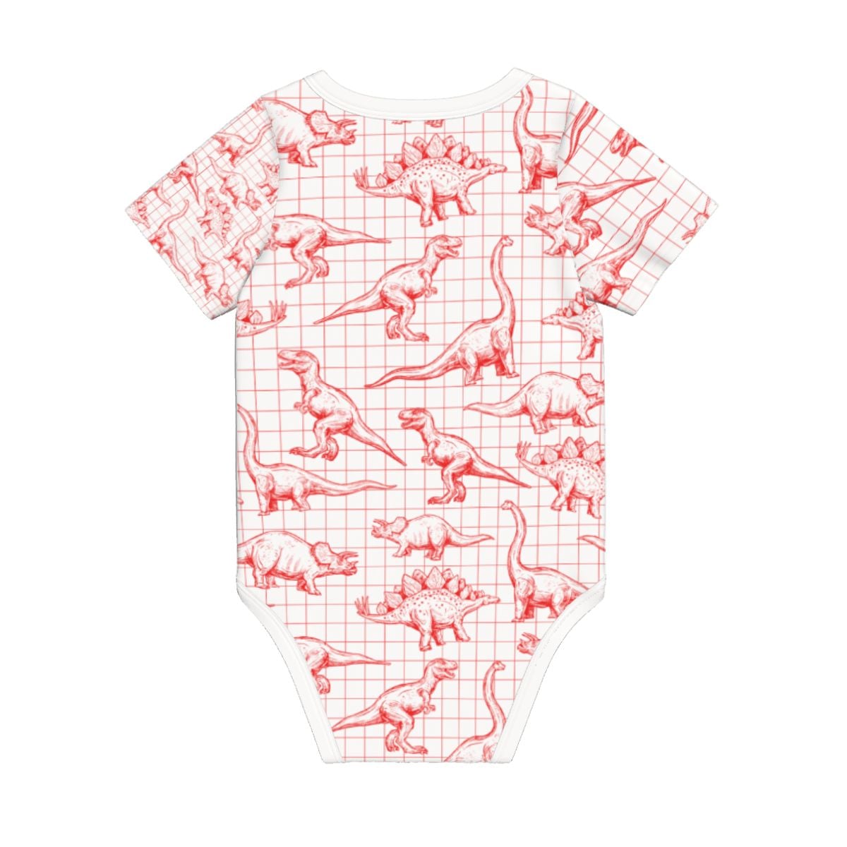 Baby Cotton Short Sleeve Onesie - DINO GRID