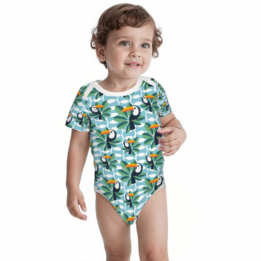 Baby Cotton Short Sleeve Onesie - BIRDS