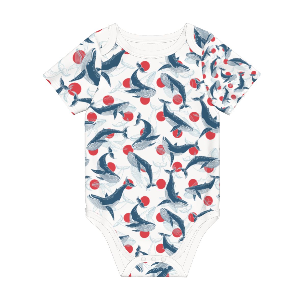 Baby Cotton Short Sleeve Onesie - WHALE