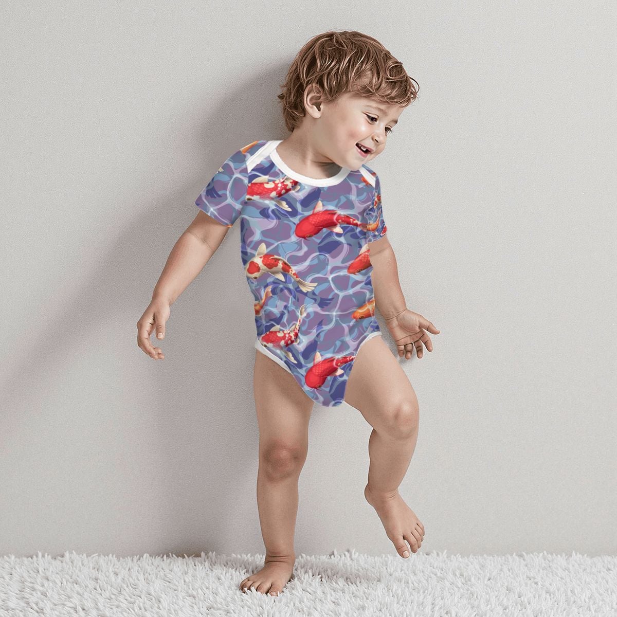 Baby Cotton Short Sleeve Onesie - KOI WATER