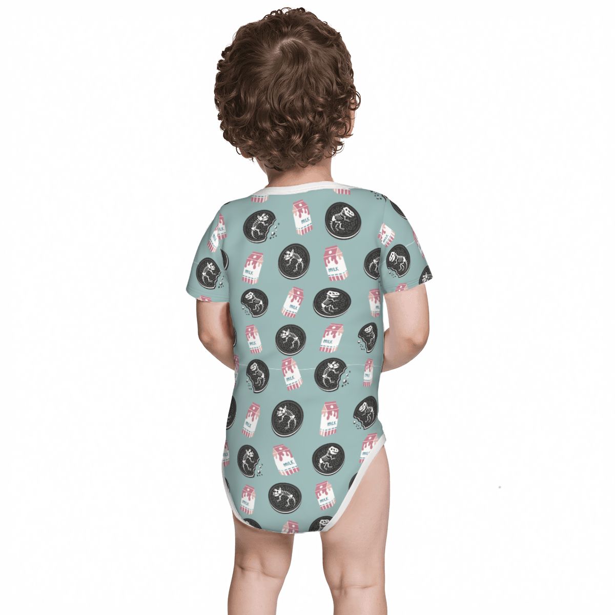 Baby Cotton Short Sleeve Onesie - DINO OREO