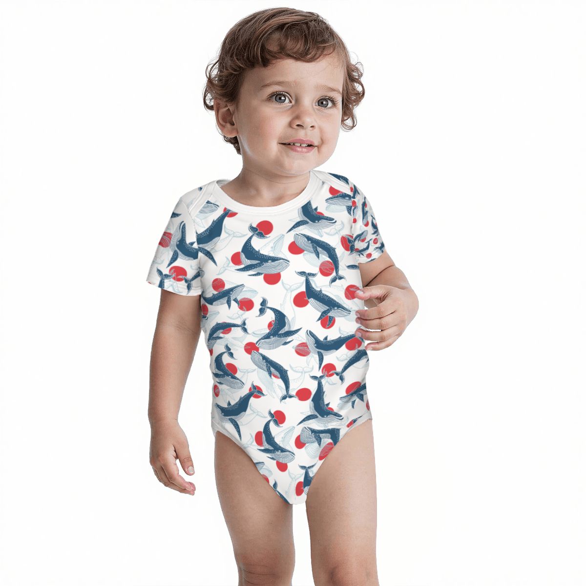 Baby Cotton Short Sleeve Onesie - WHALE