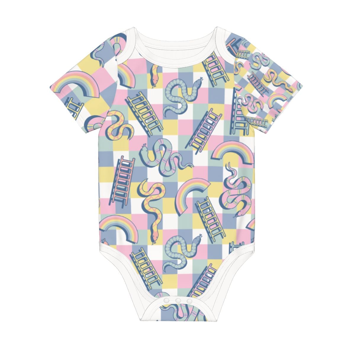 Baby Cotton Short Sleeve Onesie - SNAKE LADDER