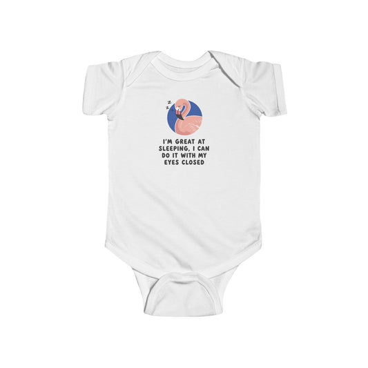 Infant Bodysuit - Pink Flamingo Sleepy Baby "I'm Great at Sleeping" Baby Onesie