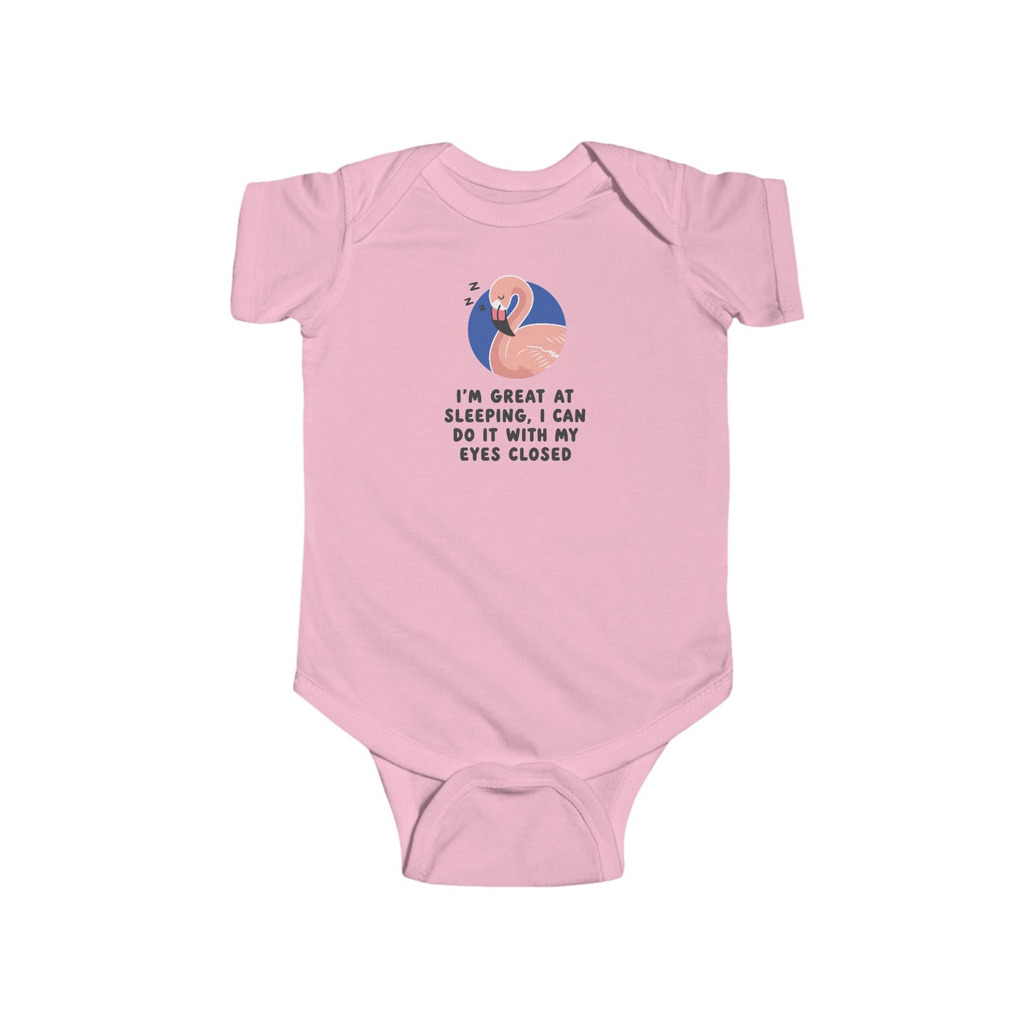 Infant Bodysuit - Pink Flamingo Sleepy Baby "I'm Great at Sleeping" Baby Onesie