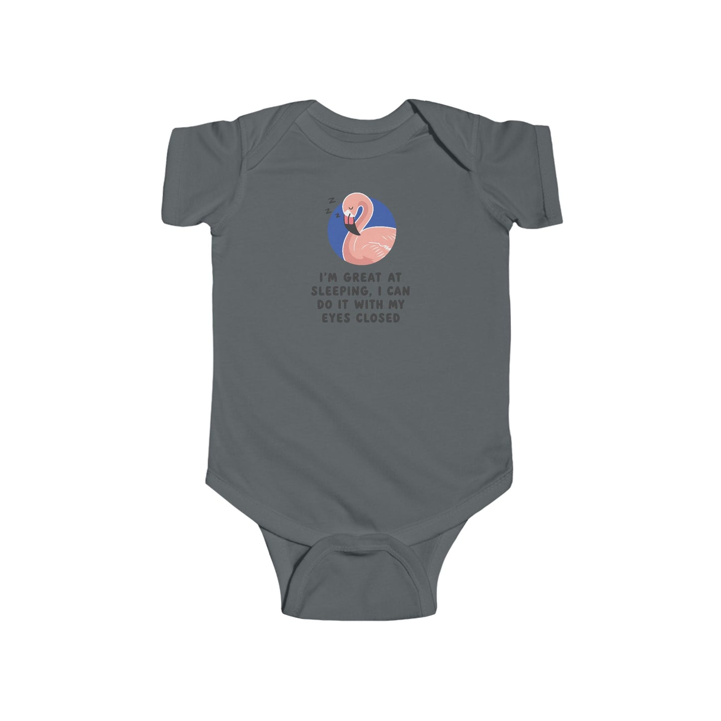 Infant Bodysuit - Pink Flamingo Sleepy Baby "I'm Great at Sleeping" Baby Onesie