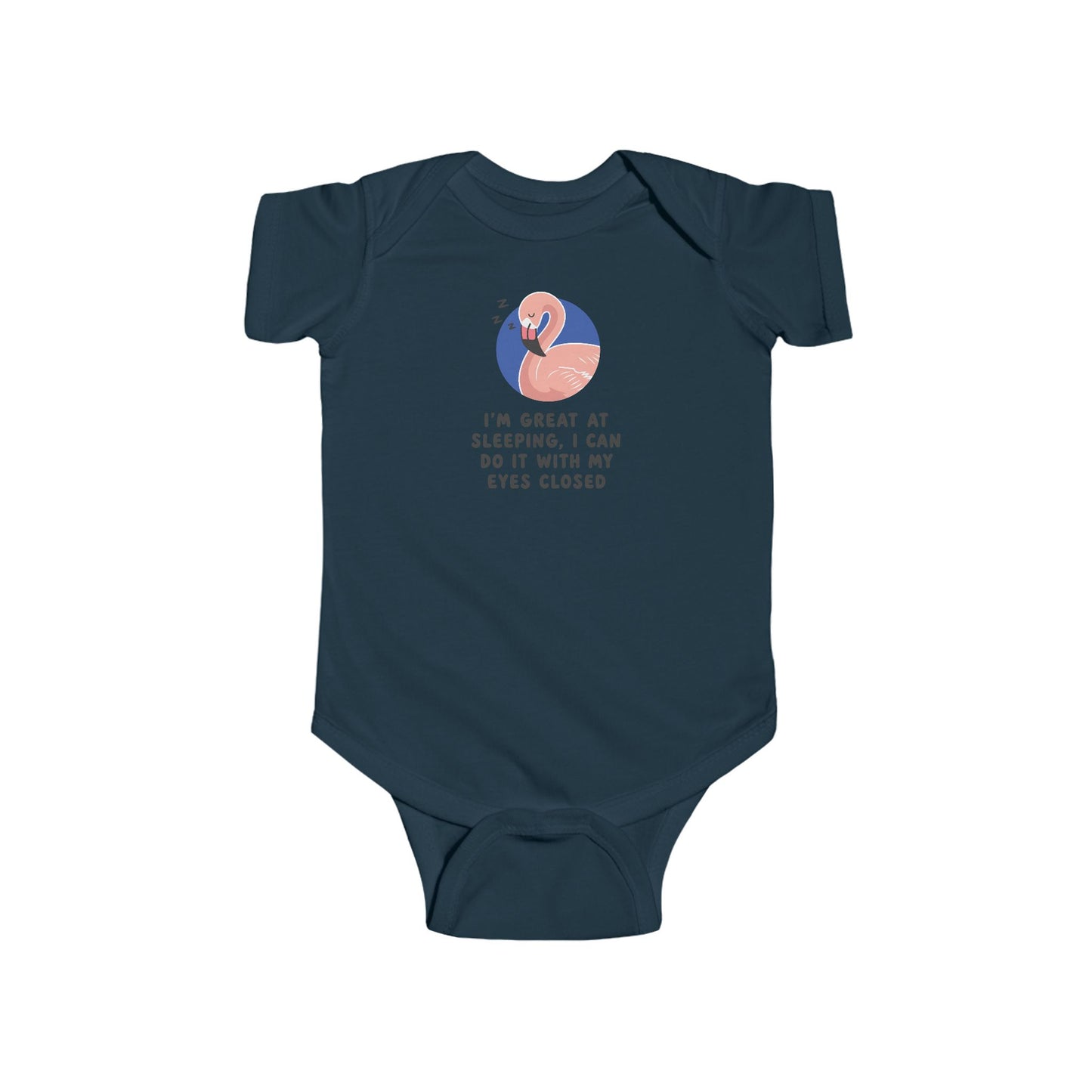 Infant Bodysuit - Pink Flamingo Sleepy Baby "I'm Great at Sleeping" Baby Onesie