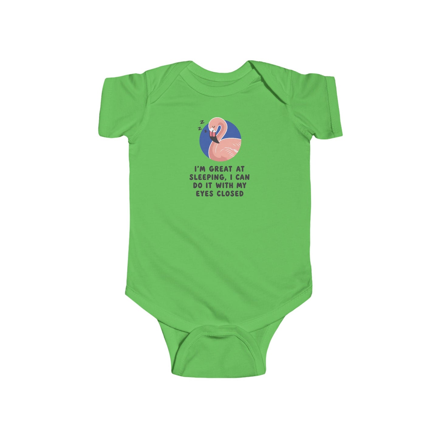 Infant Bodysuit - Pink Flamingo Sleepy Baby "I'm Great at Sleeping" Baby Onesie
