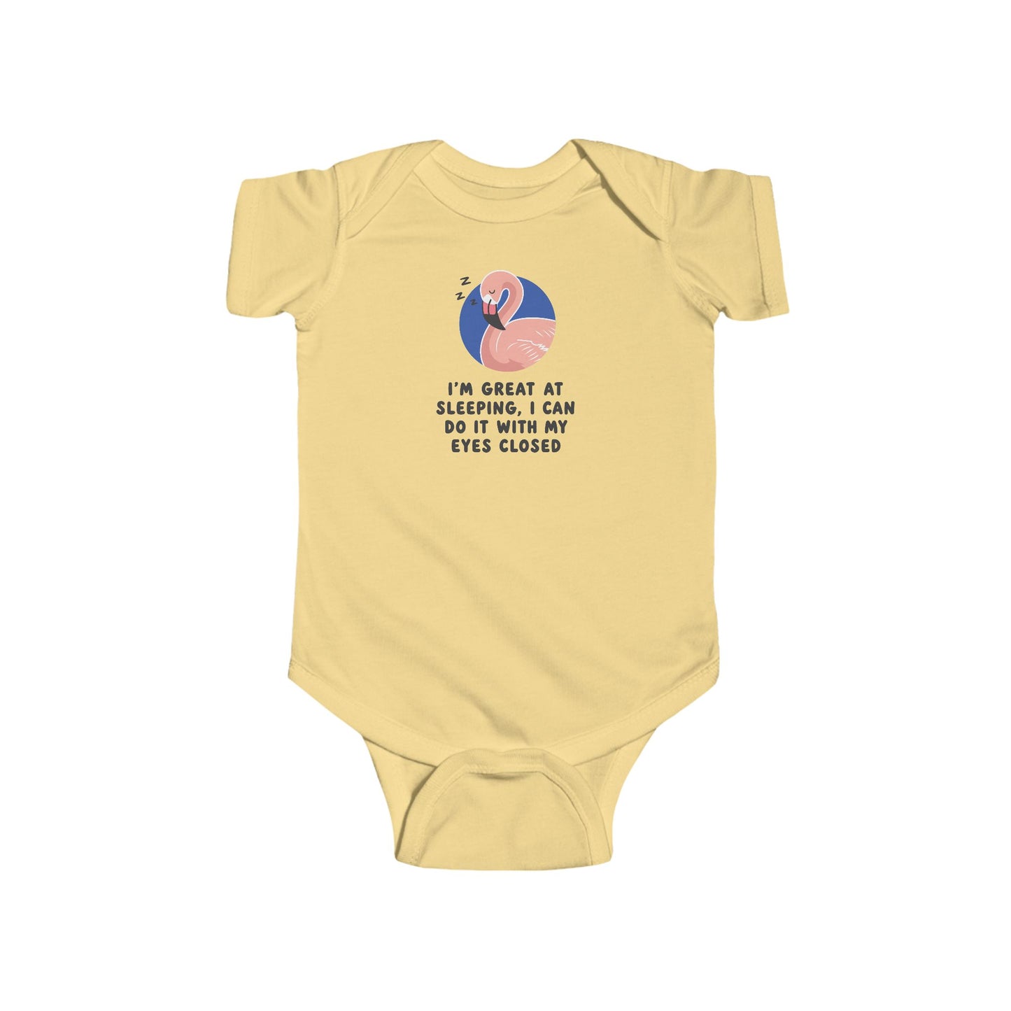 Infant Bodysuit - Pink Flamingo Sleepy Baby "I'm Great at Sleeping" Baby Onesie