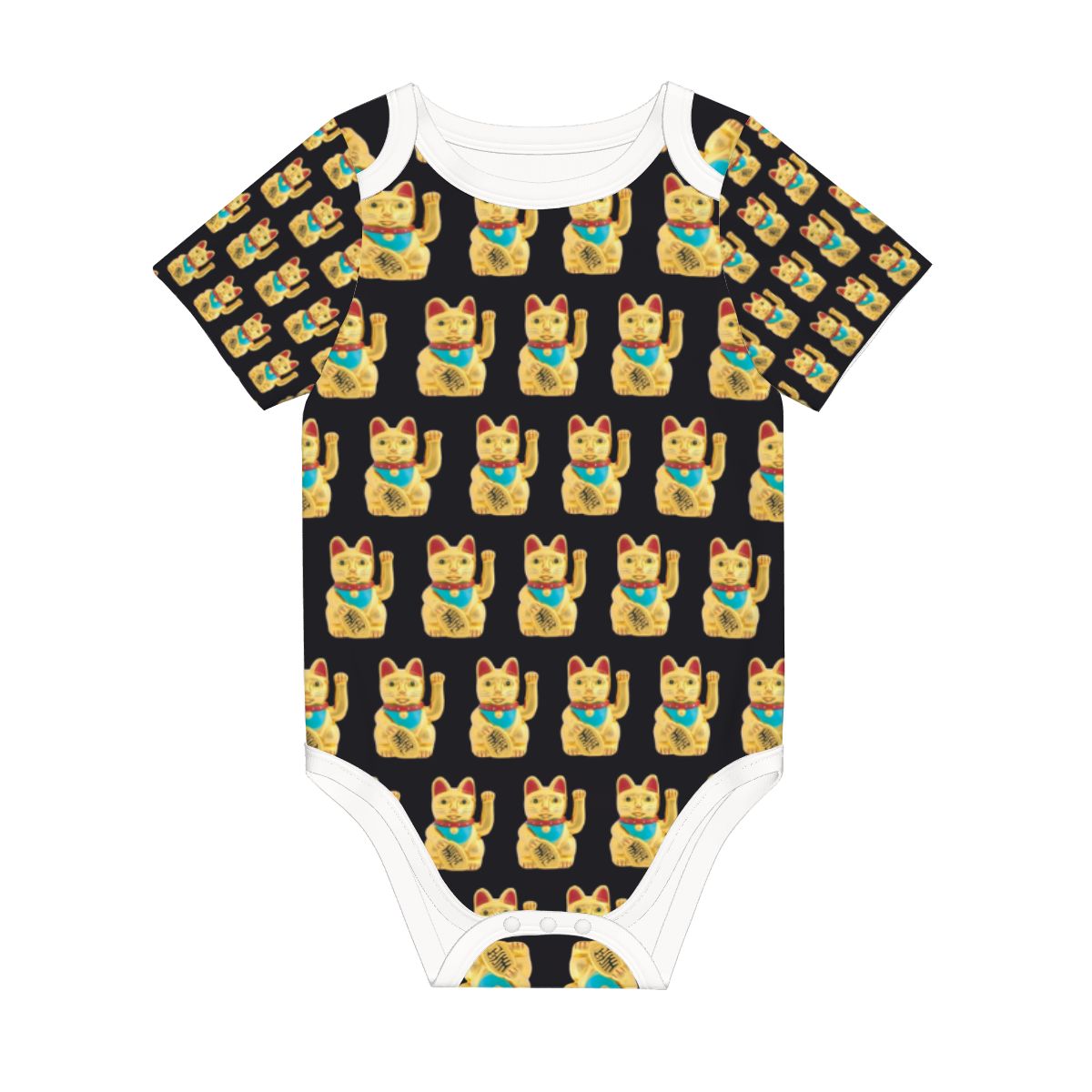 Baby Cotton Short Sleeve Onesie - LUCKY CAT