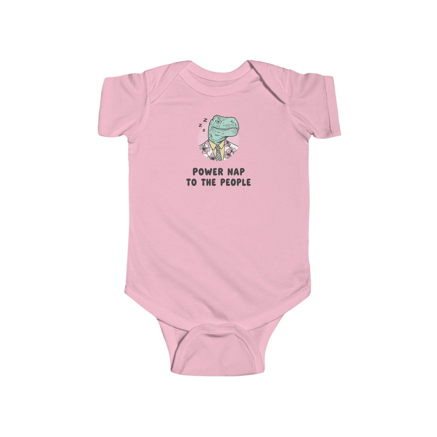 Infant Bodysuit - Sleepy Dinosaur "Power Nap To The People" Funny Baby Onesie