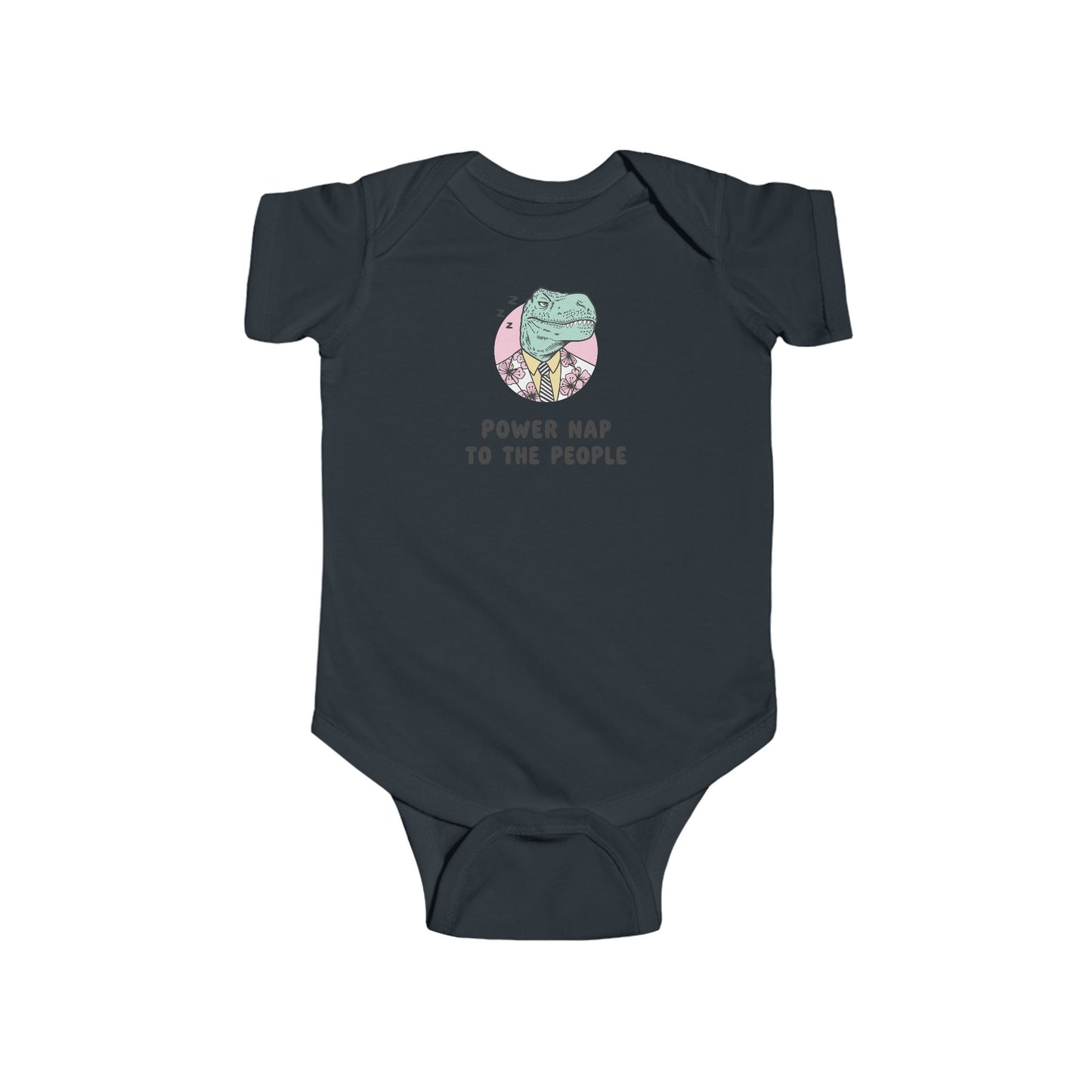 Infant Bodysuit - Sleepy Dinosaur "Power Nap To The People" Funny Baby Onesie