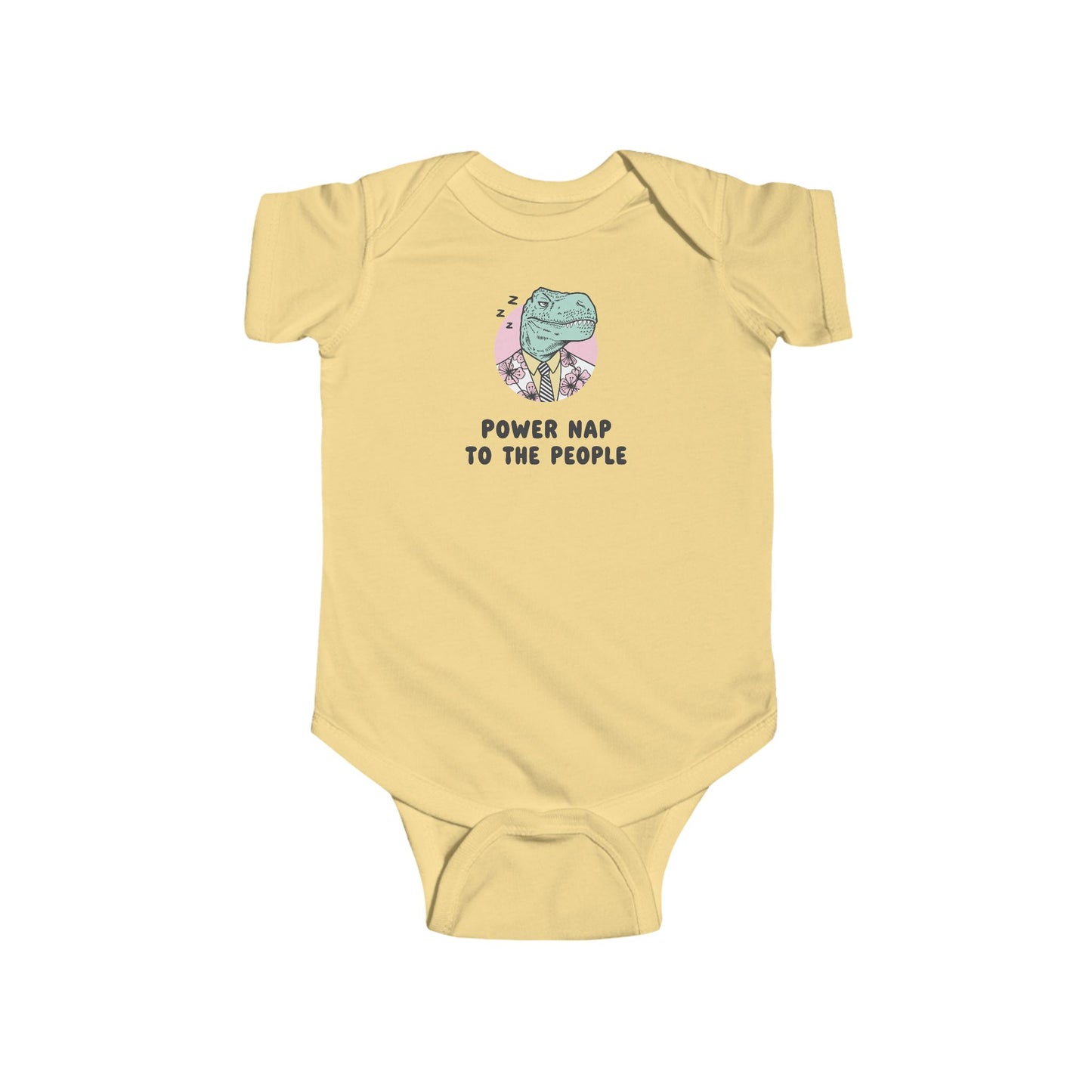 Infant Bodysuit - Sleepy Dinosaur "Power Nap To The People" Funny Baby Onesie