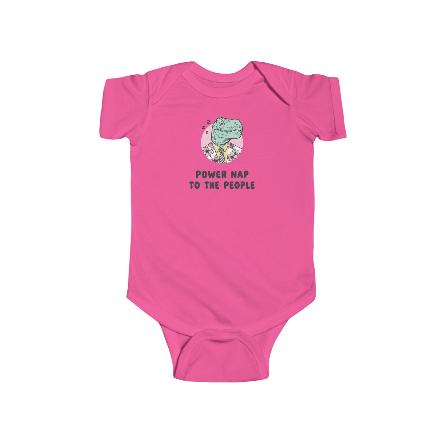 Infant Bodysuit - Sleepy Dinosaur "Power Nap To The People" Funny Baby Onesie