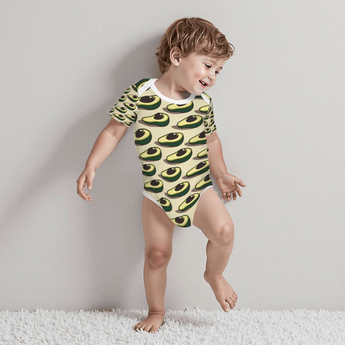 Baby Cotton Short Sleeve Onesie - AVOCADO