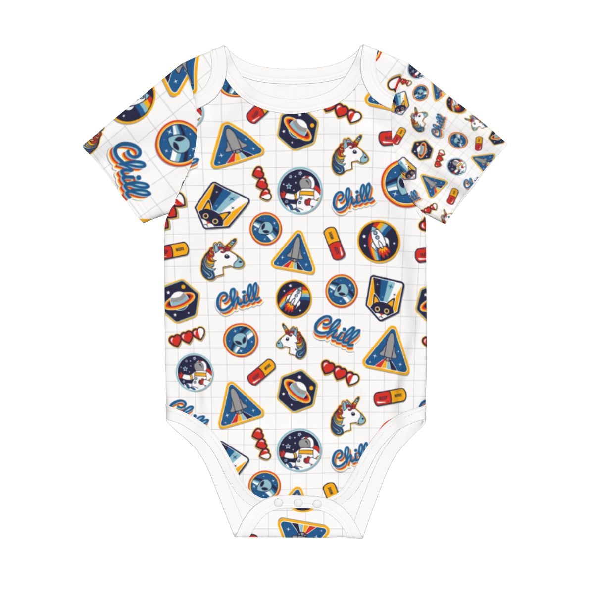 Baby Cotton Short Sleeve Onesie - SPACE