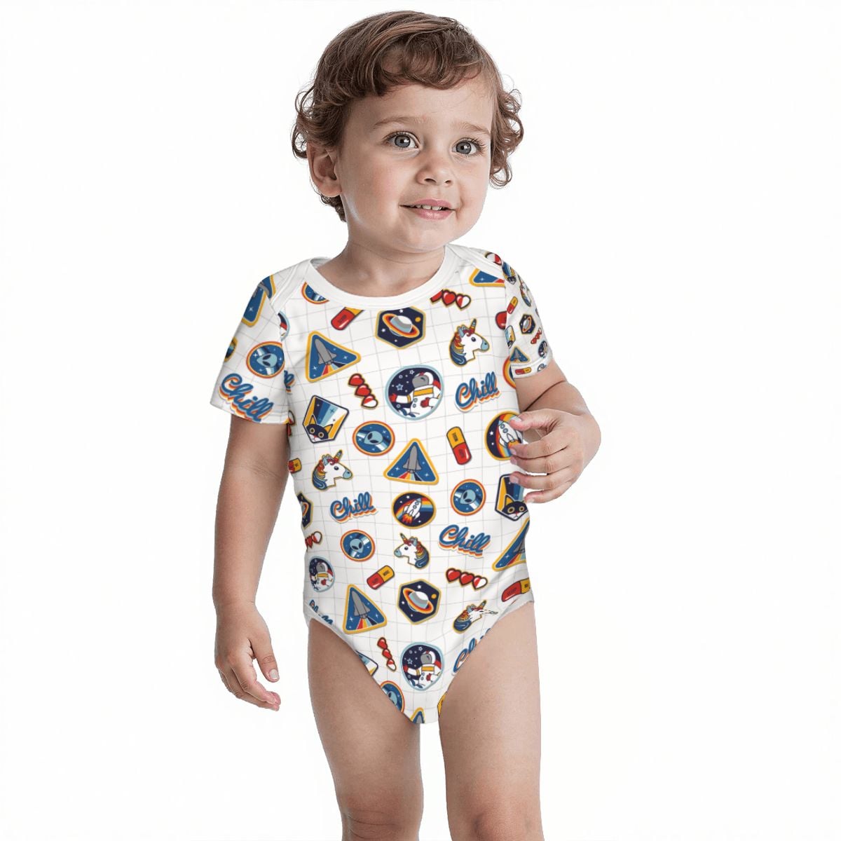 Baby Cotton Short Sleeve Onesie - SPACE