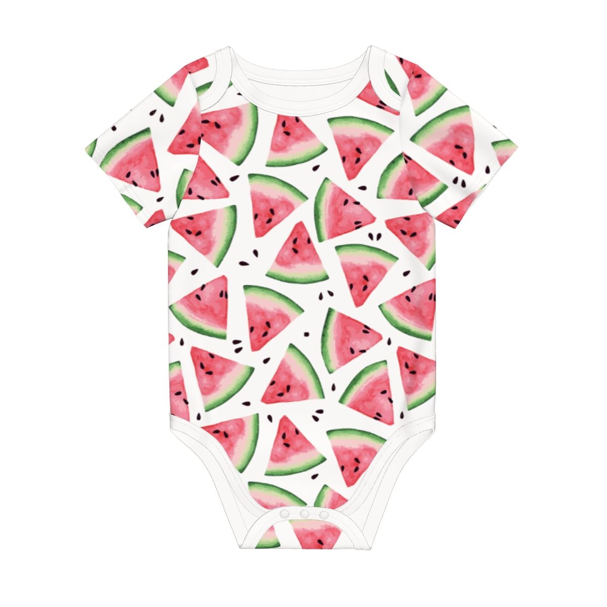 Baby Cotton Short Sleeve Onesie - WATERMELON
