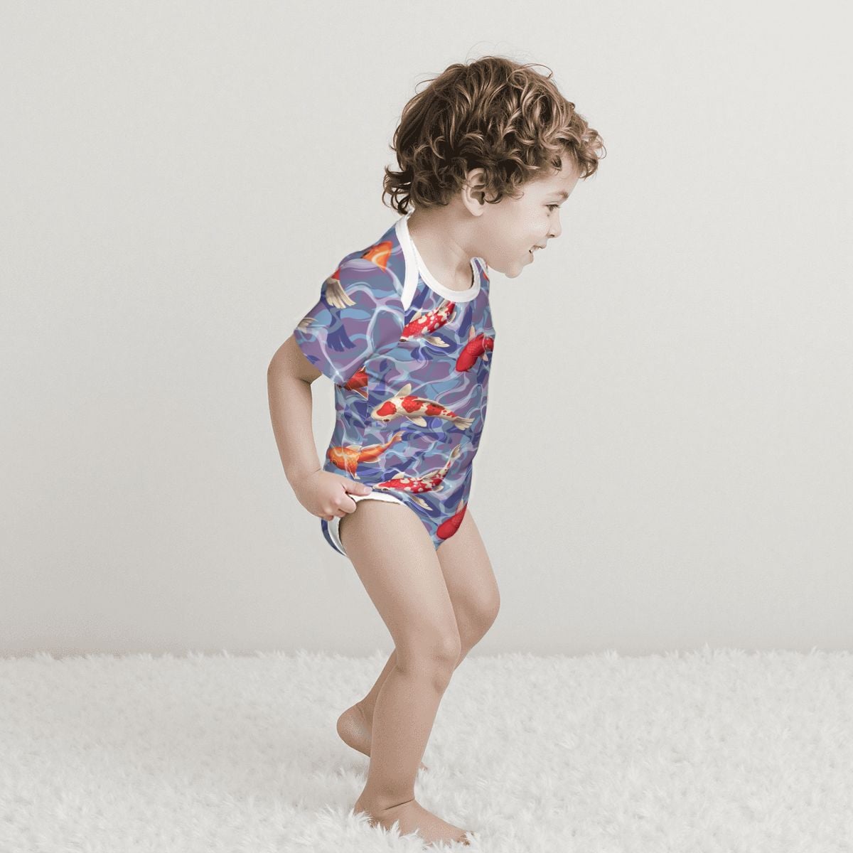 Baby Cotton Short Sleeve Onesie - KOI WATER
